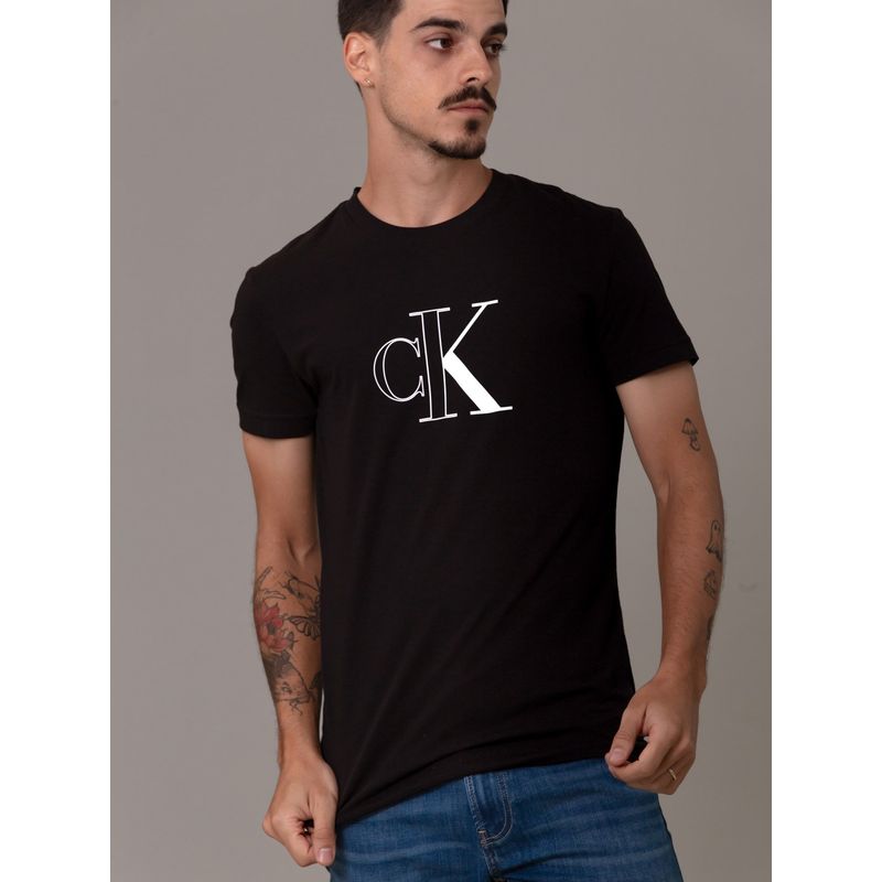 CALVIN KLEIN - Polera Outline Monologo Negro Calvin Klein