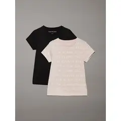 CALVIN KLEIN - Pack 2 Poleras Niña Logo Aop Rosado