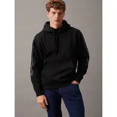 CALVIN KLEIN - Polerón con Gorro Logo Tape Negro