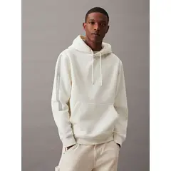 CALVIN KLEIN - Polerón con Gorro Logo Tape Blanco