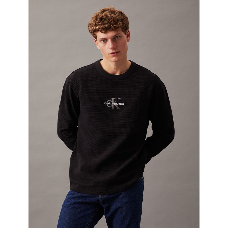 CALVIN KLEIN - Polera LS City Grid Negro Calvin Klein