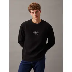 CALVIN KLEIN - Polera LS City Grid Negro