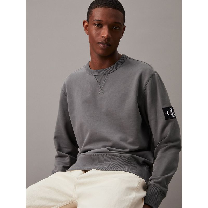 CALVIN KLEIN - Polerón Badge Gris Calvin Klein