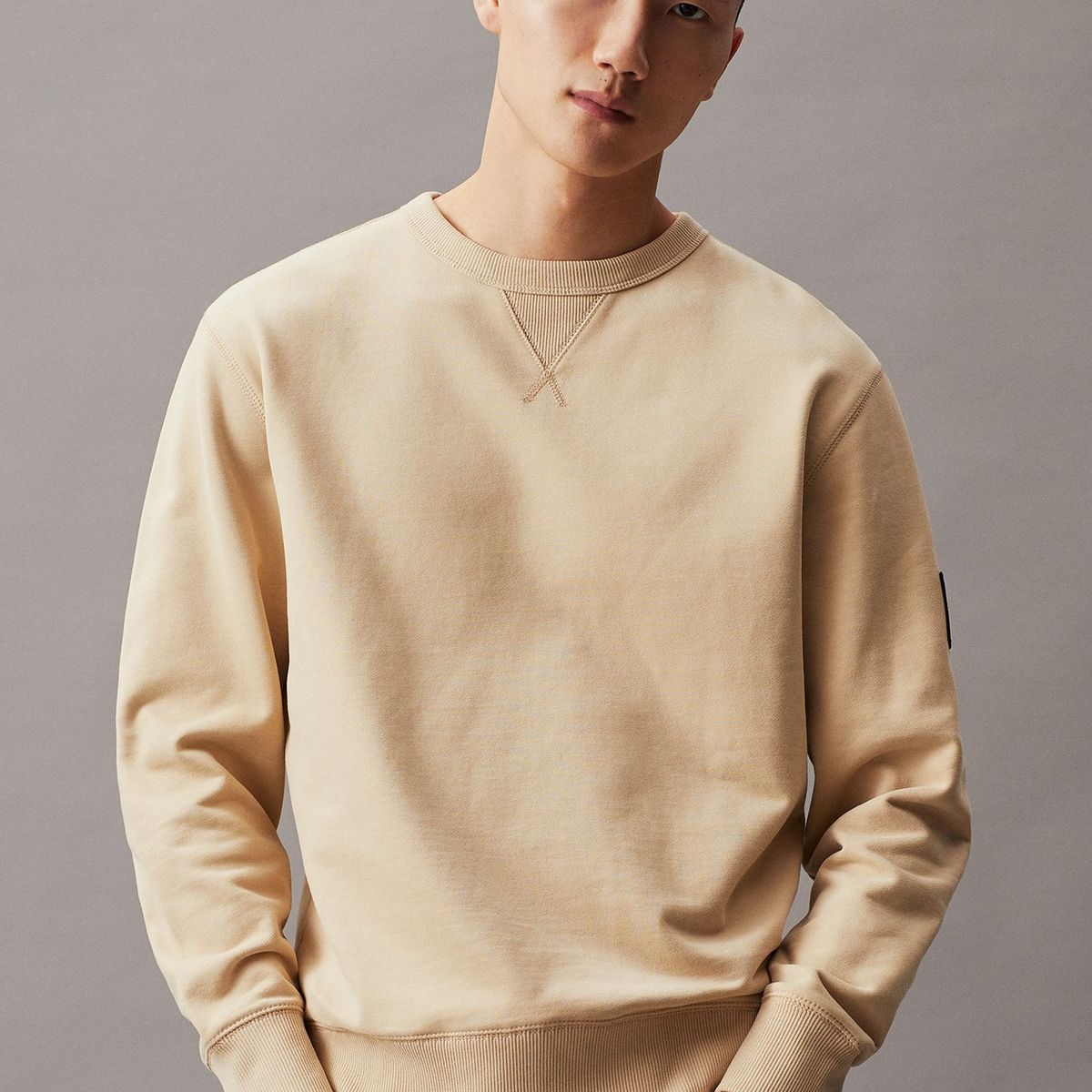 CALVIN KLEIN - Polerón Badge Beige Calvin Klein