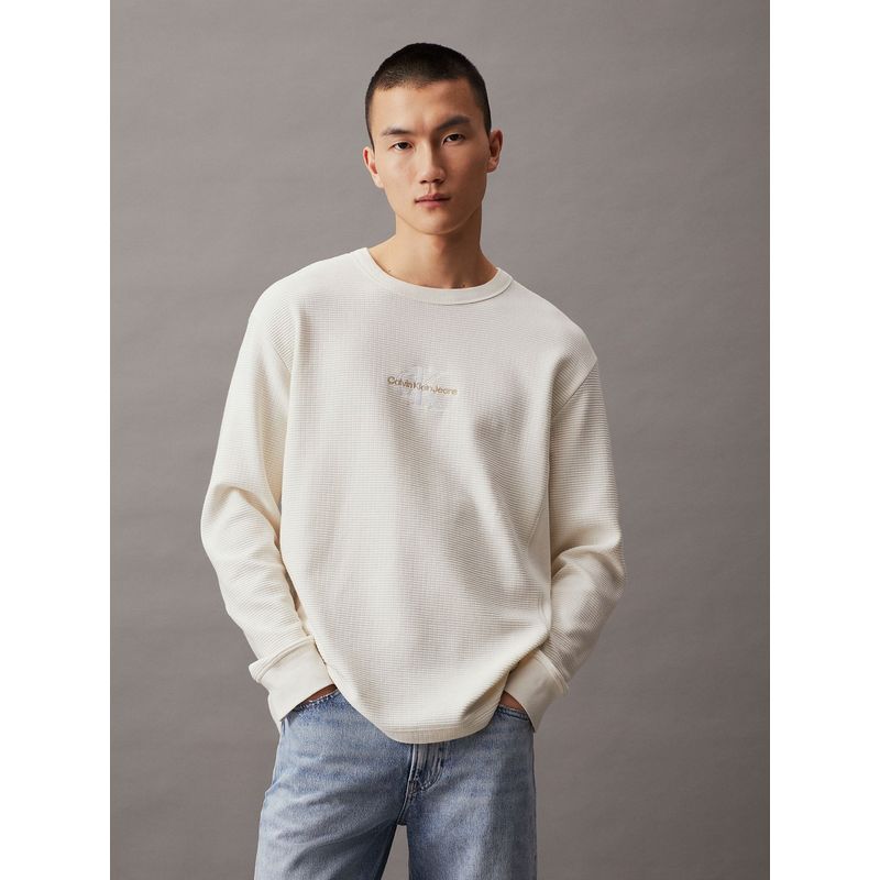 CALVIN KLEIN - Polera LS City Grid Blanco Calvin Klein