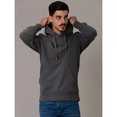 CALVIN KLEIN - Polerón con Gorro Badge Gris