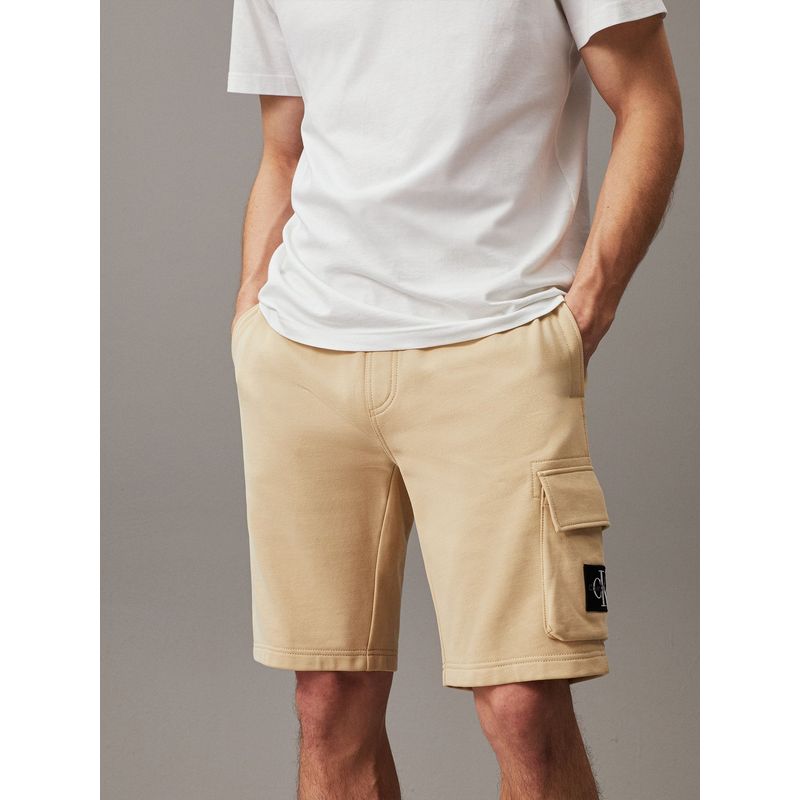 CALVIN KLEIN - Short Monologo Badge Beige Calvin Klein