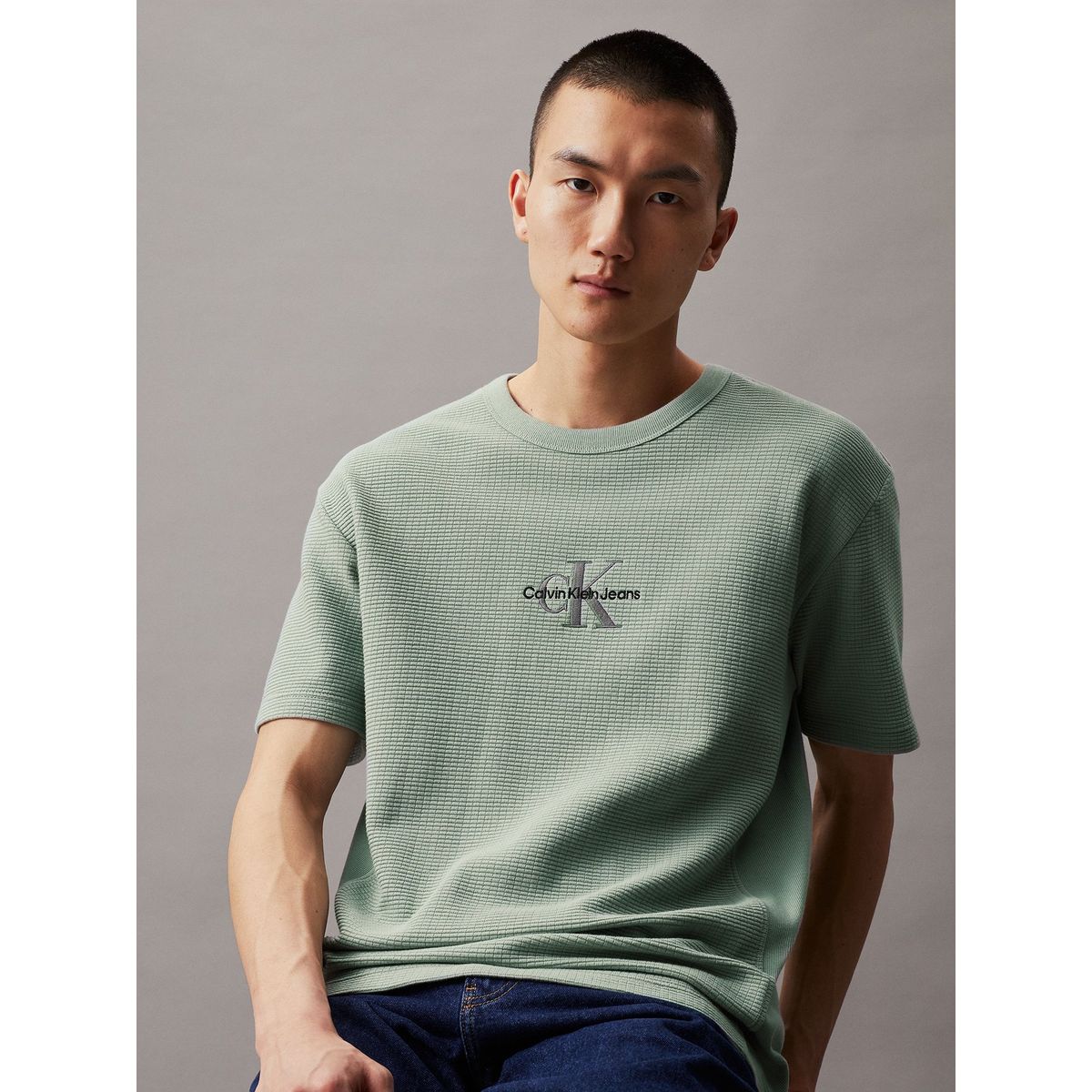 CALVIN KLEIN - Polera City Grid Verde Calvin Klein