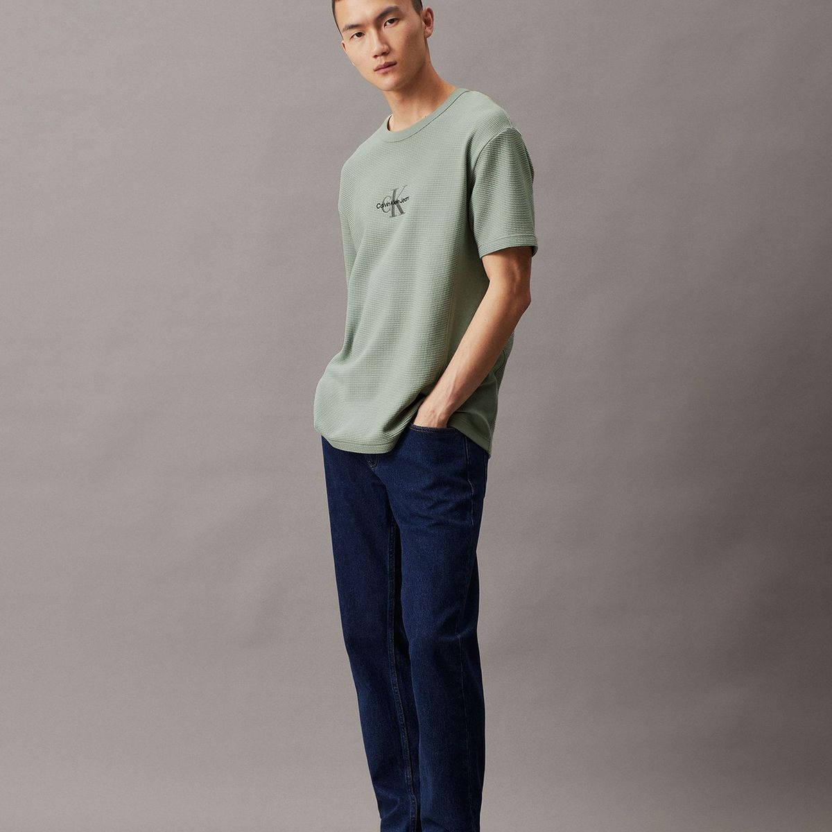 CALVIN KLEIN - Polera City Grid Verde Calvin Klein