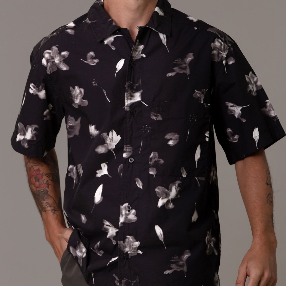 CALVIN KLEIN - Camisa Relaxed AOP Multicolor Calvin Klein