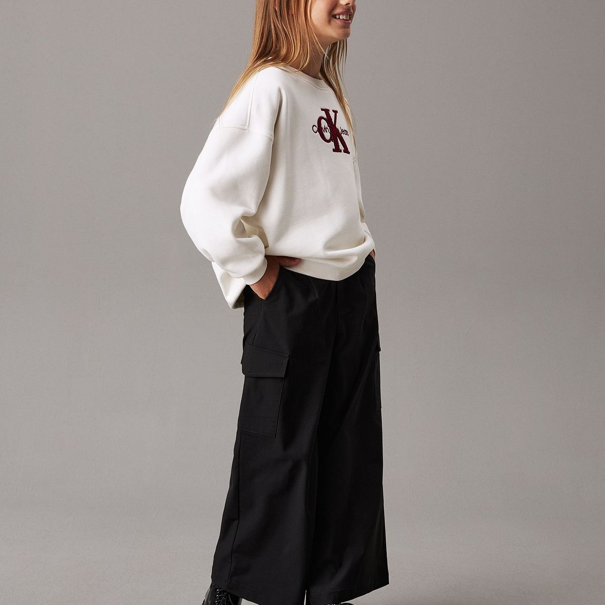 CALVIN KLEIN - Pantalón Niña Dry Knit Cargo Negro Calvin Klein