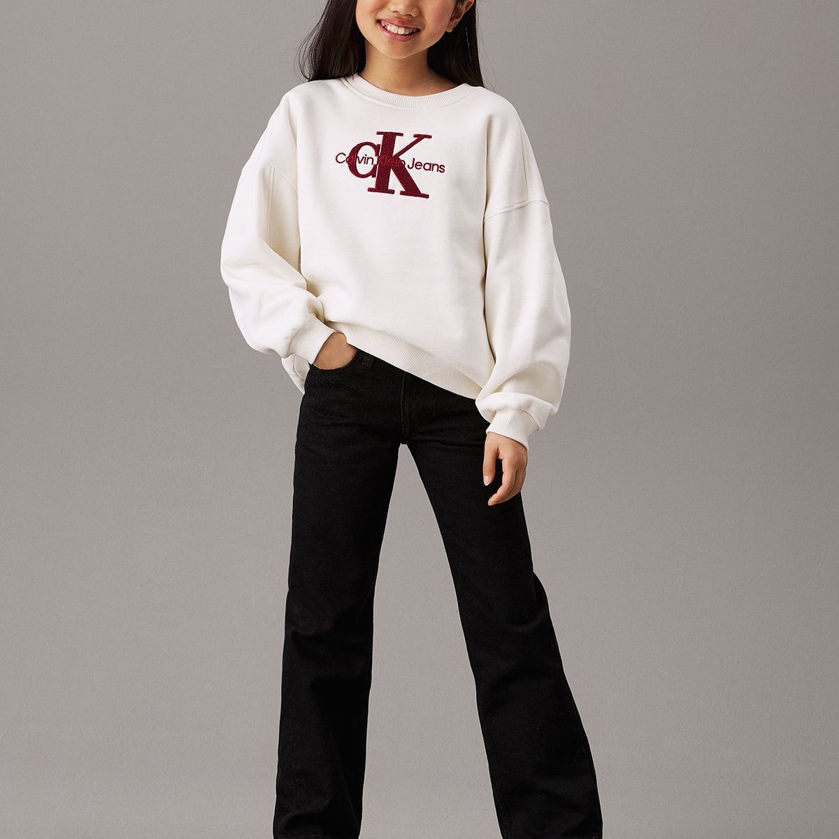 CALVIN KLEIN - Polerón Niña Teddy Monologo Blanco Calvin Klein