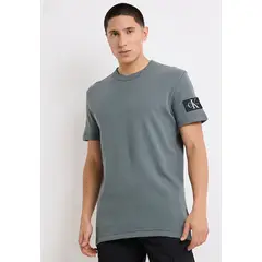 CALVIN KLEIN - Polera Badge Waffle Gris
