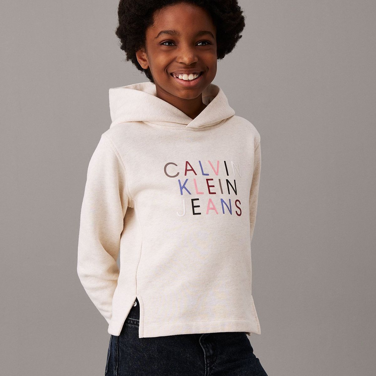 CALVIN KLEIN - Polerón Niña Colour Logo Beige Calvin Klein