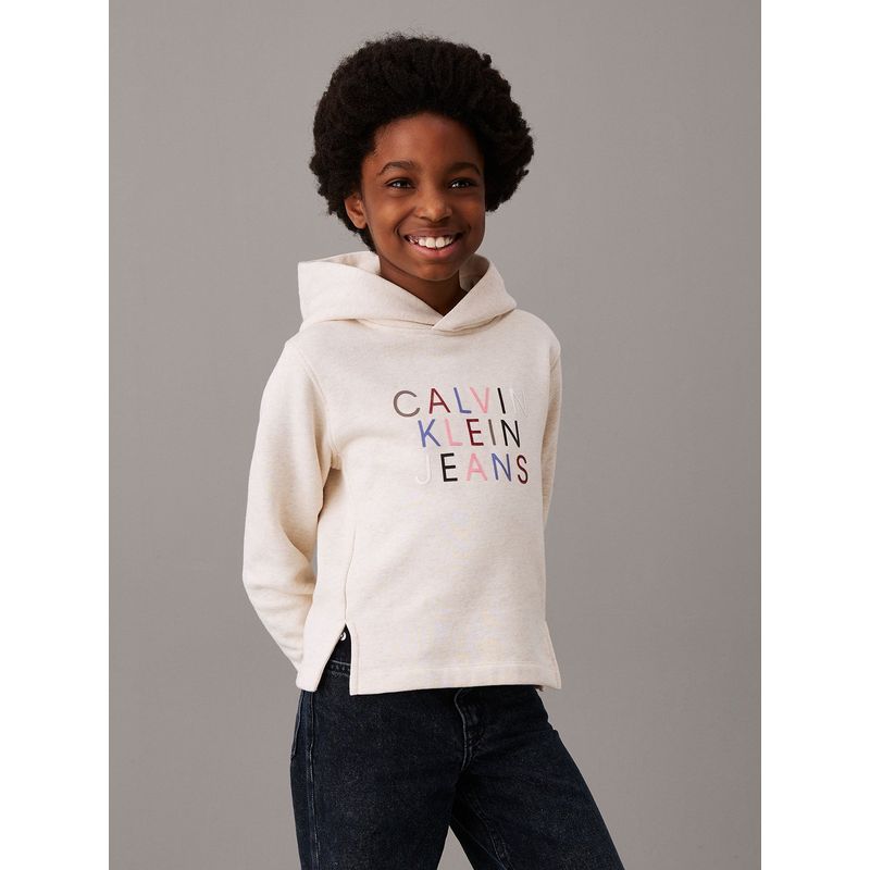 CALVIN KLEIN - Polerón Niña Colour Logo Beige Calvin Klein