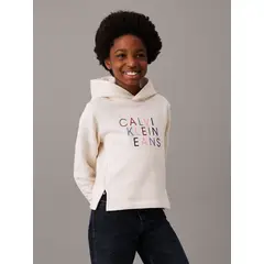 CALVIN KLEIN - Polerón Niña Colour Logo Beige
