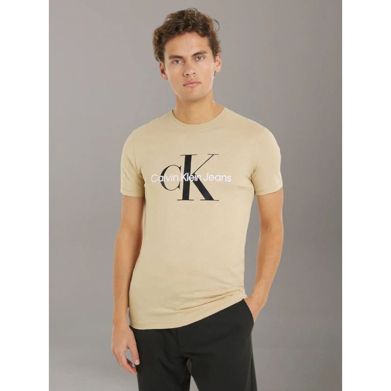 CALVIN KLEIN - Polera Seasonal Monologo Beige Calvin Klein