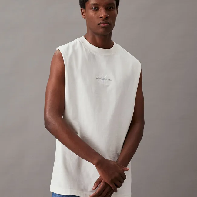 CALVIN KLEIN - Polera Sin Mangas Monologo Blanco Calvin Klein