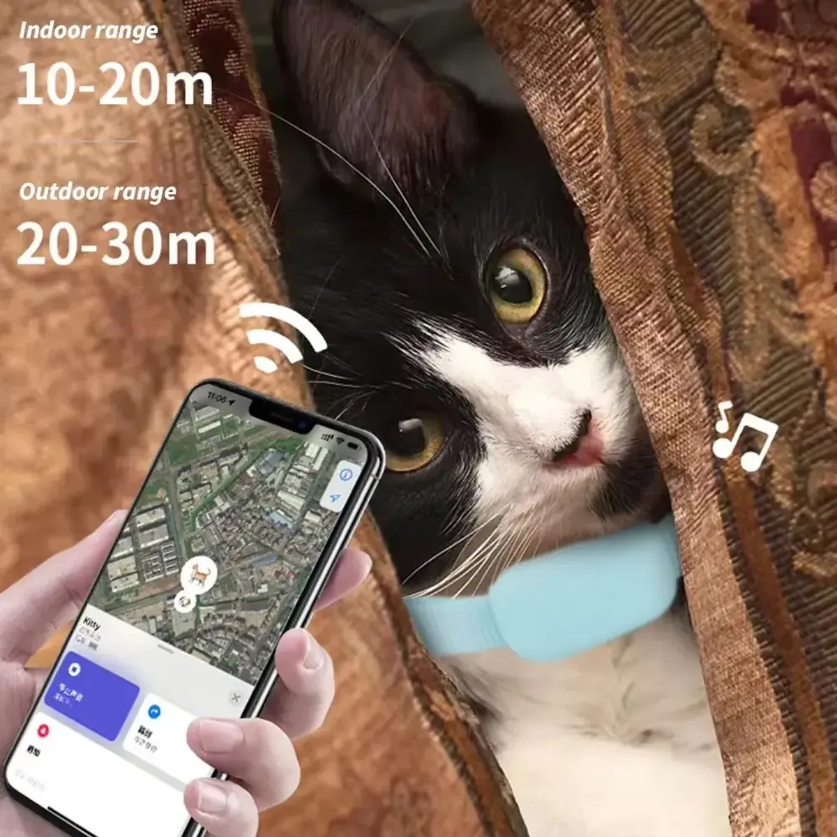 GENERICO - Collar Rastreador GPS Para Mascotas Compatible Find My Rosa