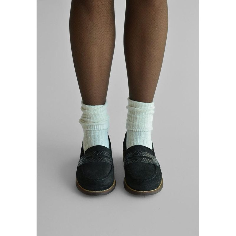 GIANI DAFIRENZE - Mocasin Mujer De Cuero Coligue Negro C17.