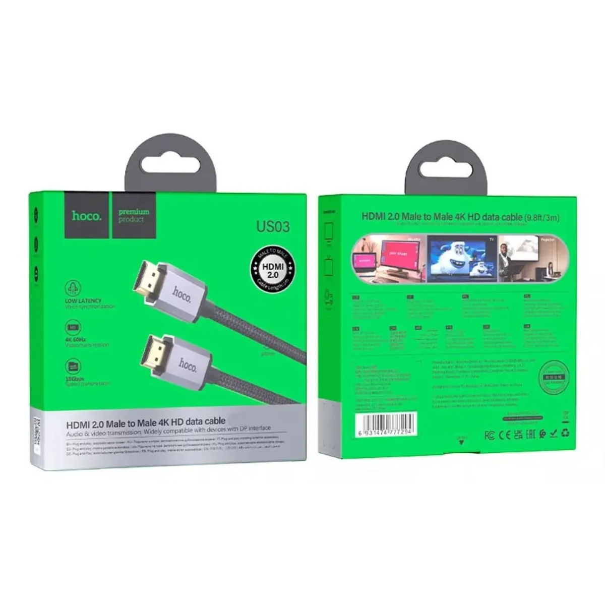 BASEUS - Cable Hd Macho A Hd Macho 4k 60hhz 2.0 3 Metro Low Latency