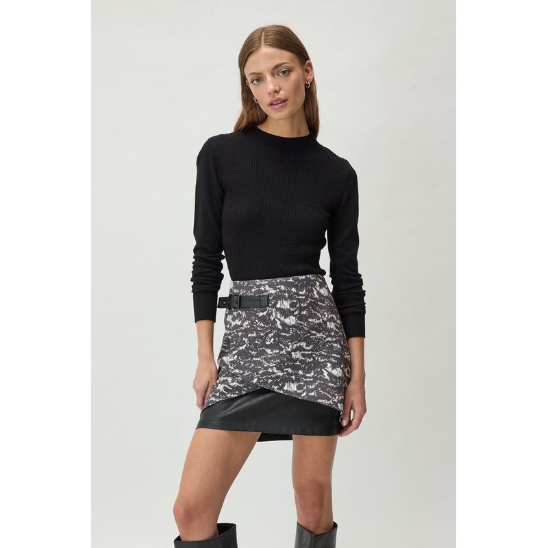 IO - Sweater de Mujer Liso de Invierno Manga Larga Negro iO