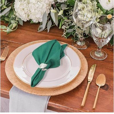 Imagen 2 del producto 6 Porta Servilleta Hoja Metálico Plateado