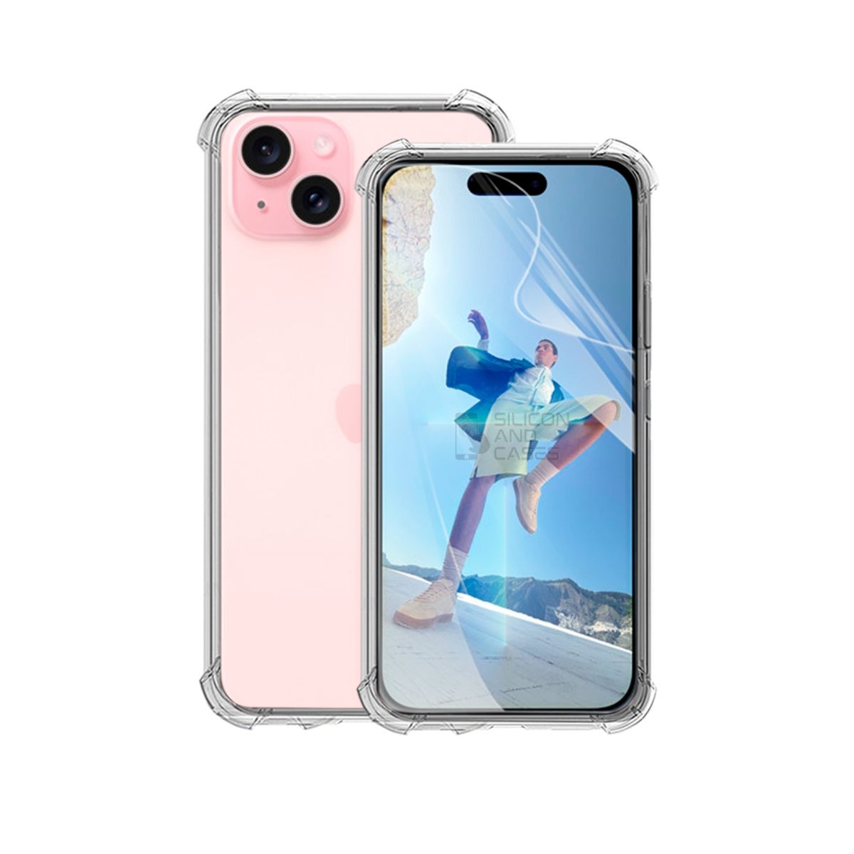 GENERICO - CARCASA TRANSPARENTE PARA CELULAR IPHONE 15 ANTIGOLPE