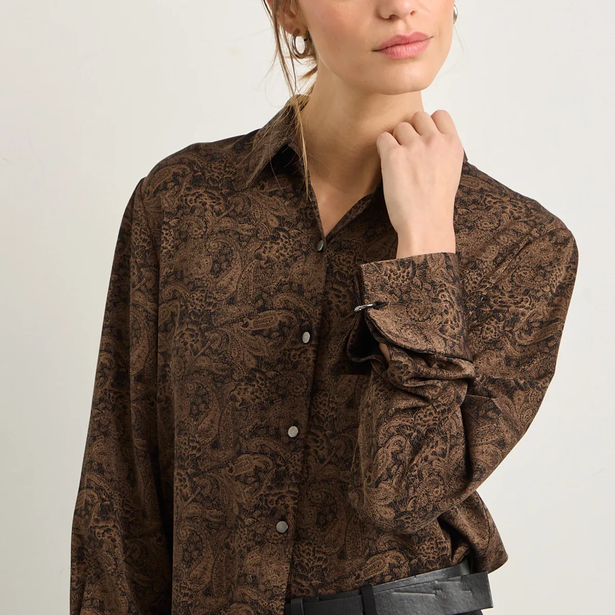 ASH - Blusa Manga Larga Café Moro Mujer Ash