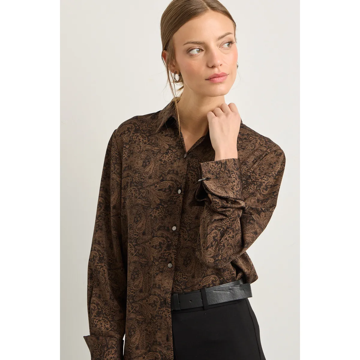 ASH - Blusa Manga Larga Café Moro Mujer Ash