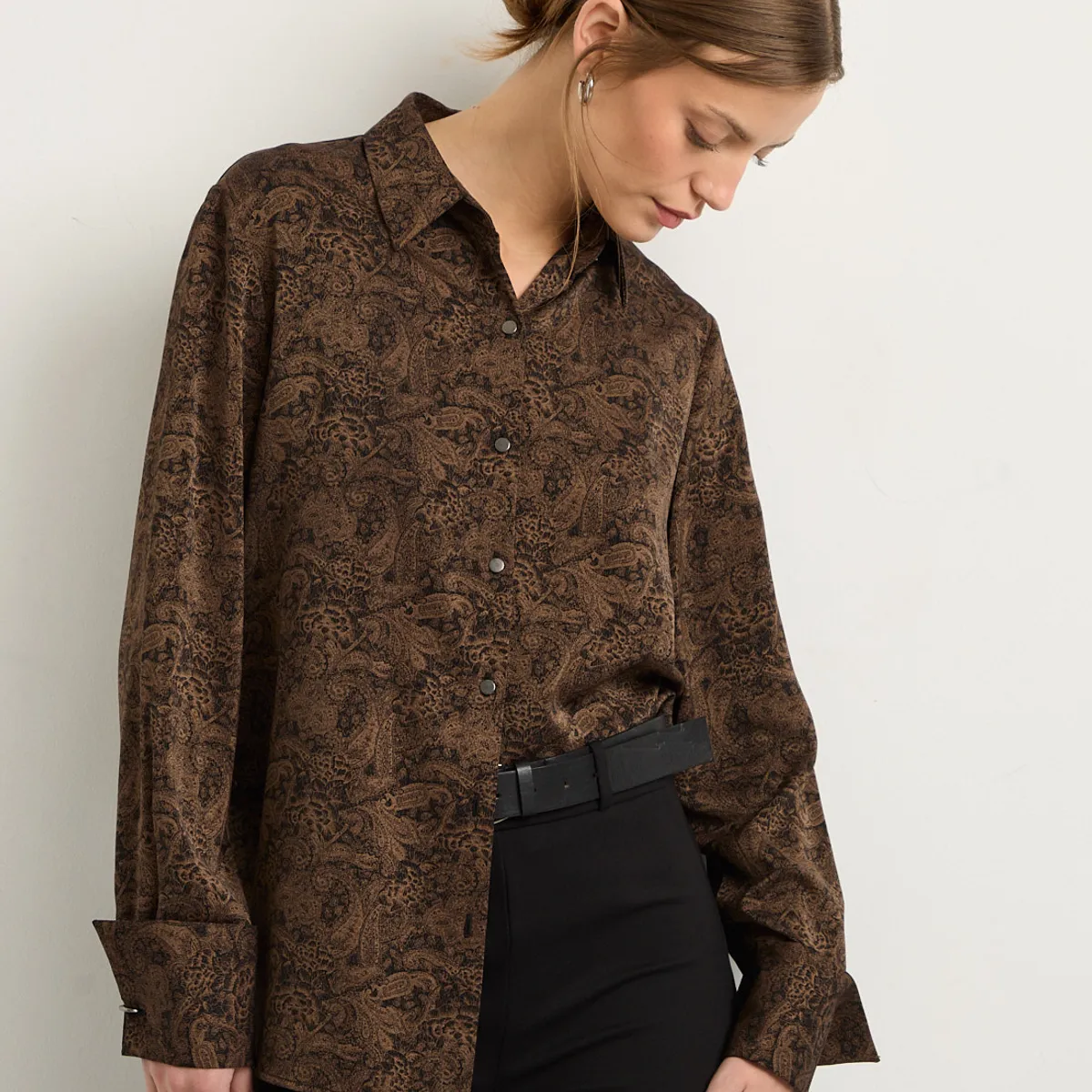 ASH - Blusa Manga Larga Café Moro Mujer Ash