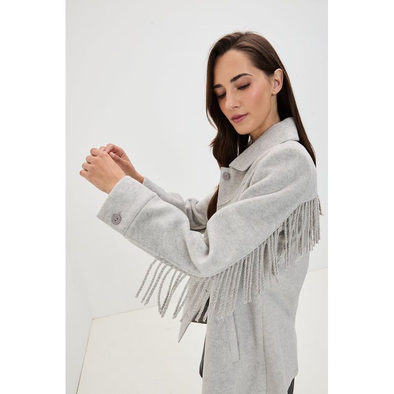 IO - Chaqueton de Lana para Mujer Elegante Liso Gris iO