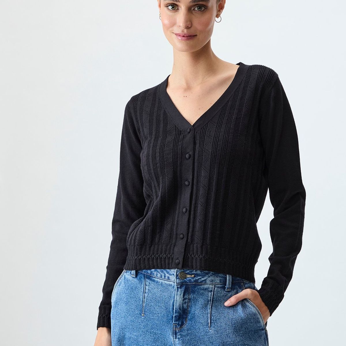 IO - Cardigan Negro Mujer Io