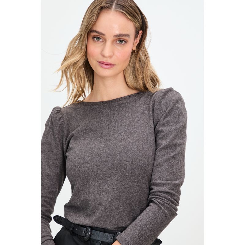 IO - Polera Manga Larga Gris Marengo Mujer Io