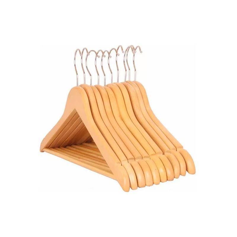GENERICO - Colgadores De Ropa Madera Set 10 Ganchos Antideslizantes
