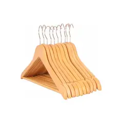 GENERICO - Colgadores De Ropa Madera Set 10 Ganchos Antideslizantes