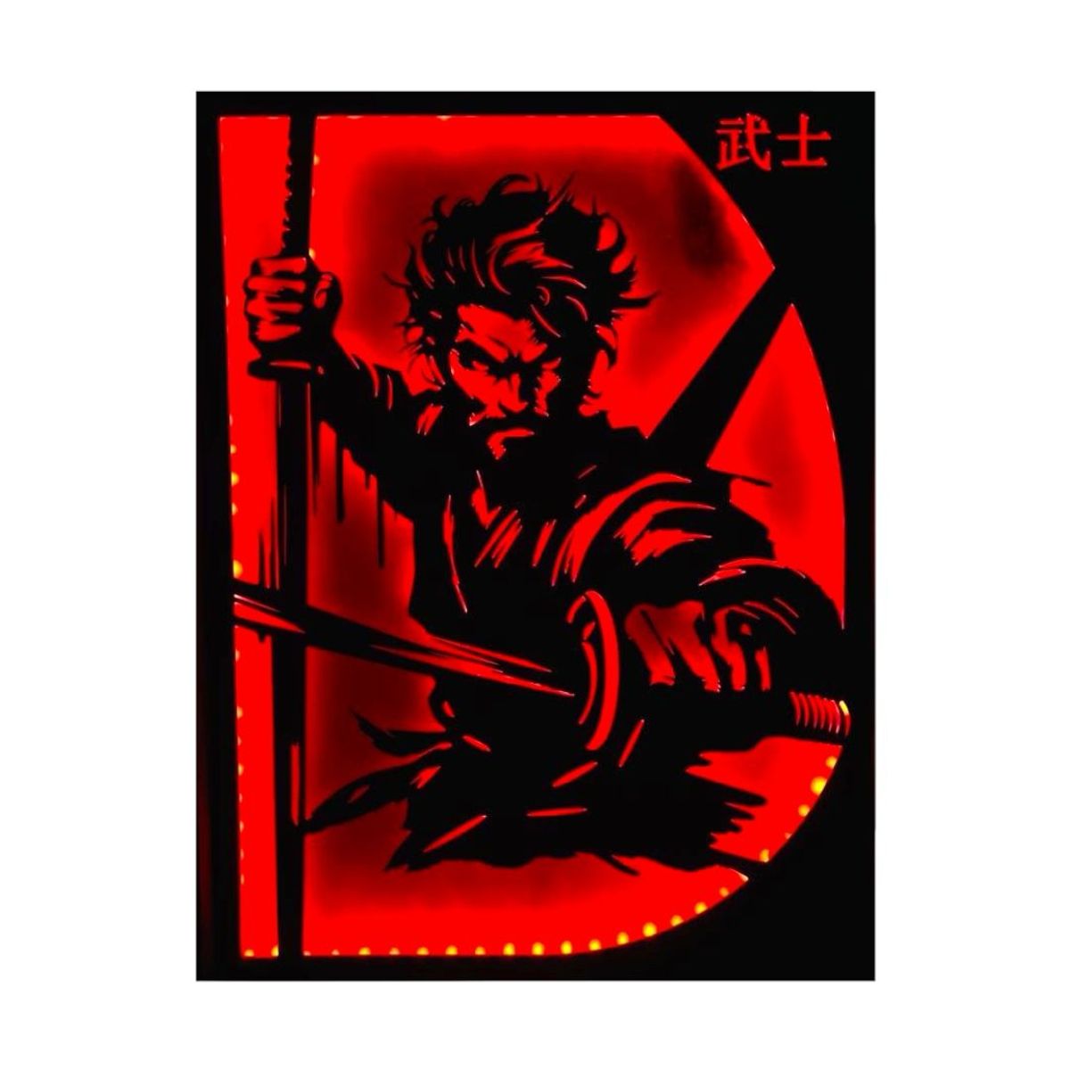 GENERICO - Cuadro Retroiluminado modelo Samurai doble espada