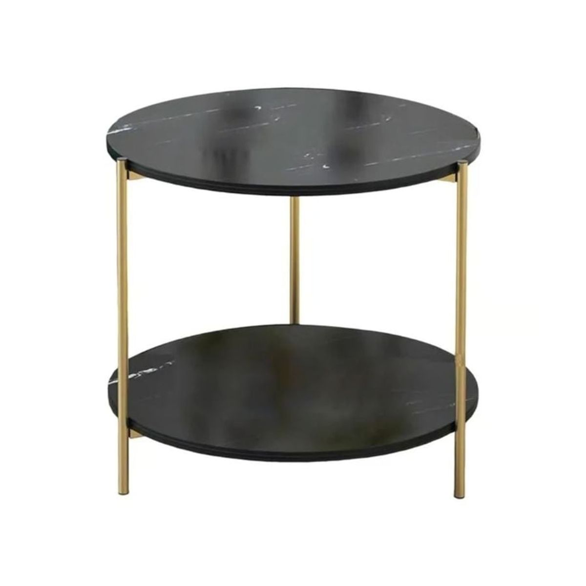 GENERICO - Mesa Auxiliar Moderna Marmoleado Decoracion Redondo Negro