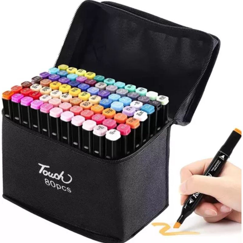 GENERICO - Set Rotuladores Doble Punta Para Colorear 80pcs PlumonDoble