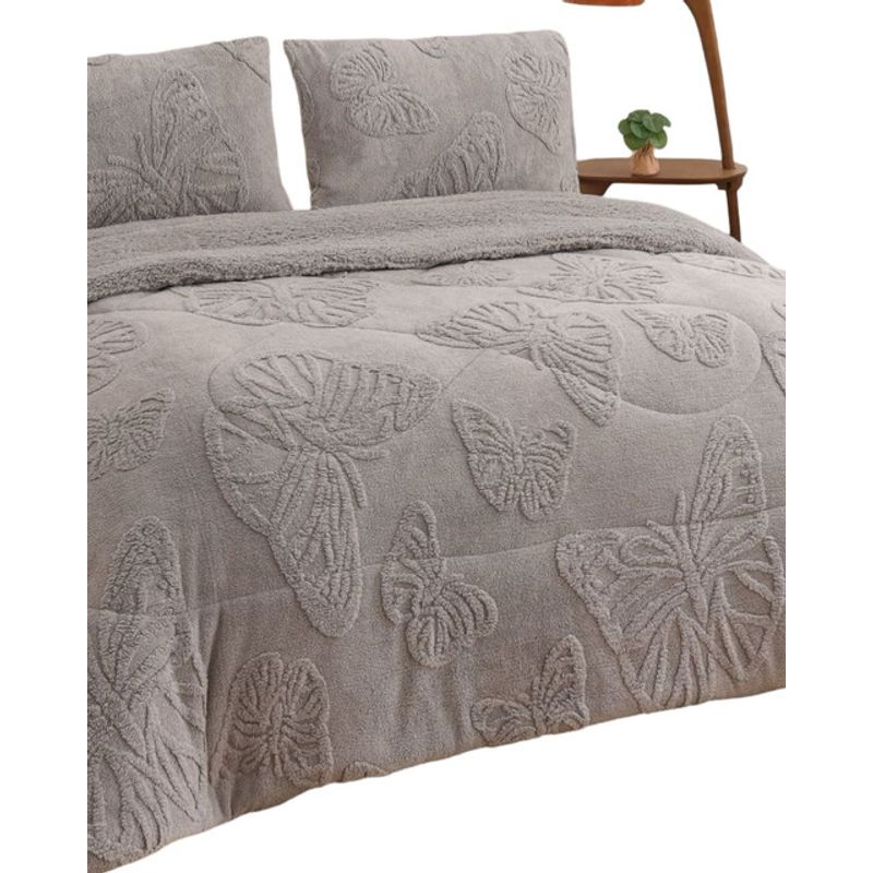 GENERICO - CUBRECAMA PLUSH CON CHIPORRO INVIERNO 2 PLAZAS GRIS