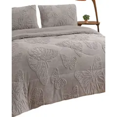 GENERICO - CUBRECAMA PLUSH CON CHIPORRO INVIERNO 2 PLAZAS GRIS