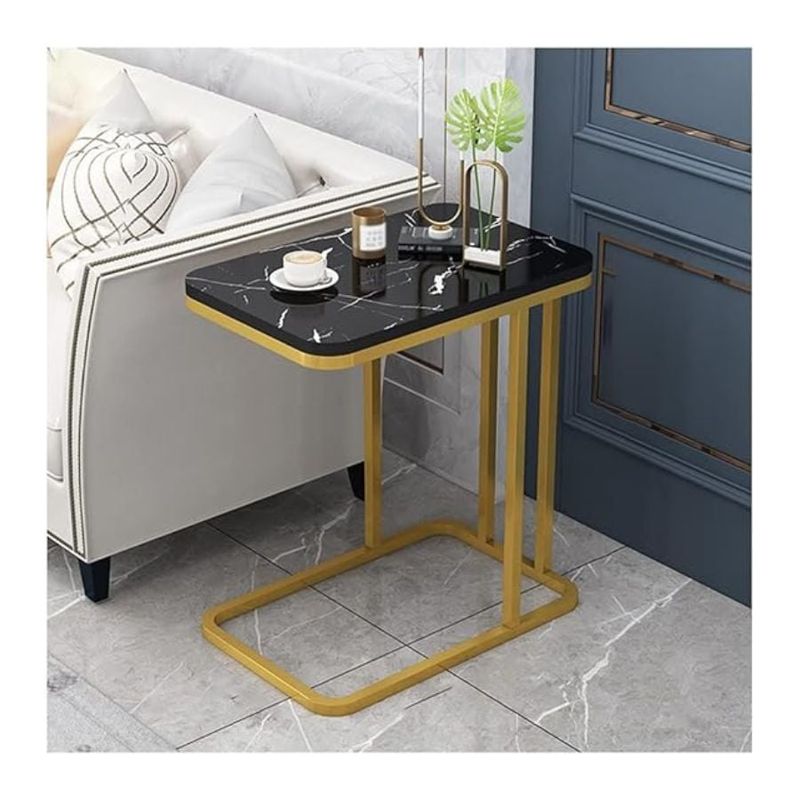 GENERICO - Mesa Auxiliar Mesa De Té Dos Niveles Para Sala Sofa Y Cama Negro