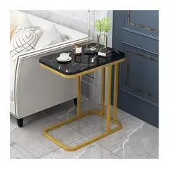 GENERICO - Mesa Auxiliar Mesa De Té Dos Niveles Para Sala Sofa Y Cama Negro