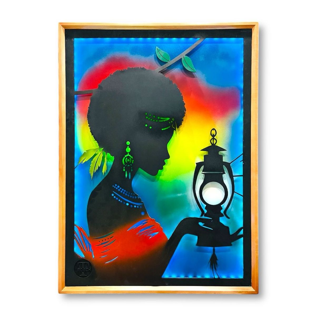 GENERICO - Cuadro Retroiluminado modelo Mujer con farol