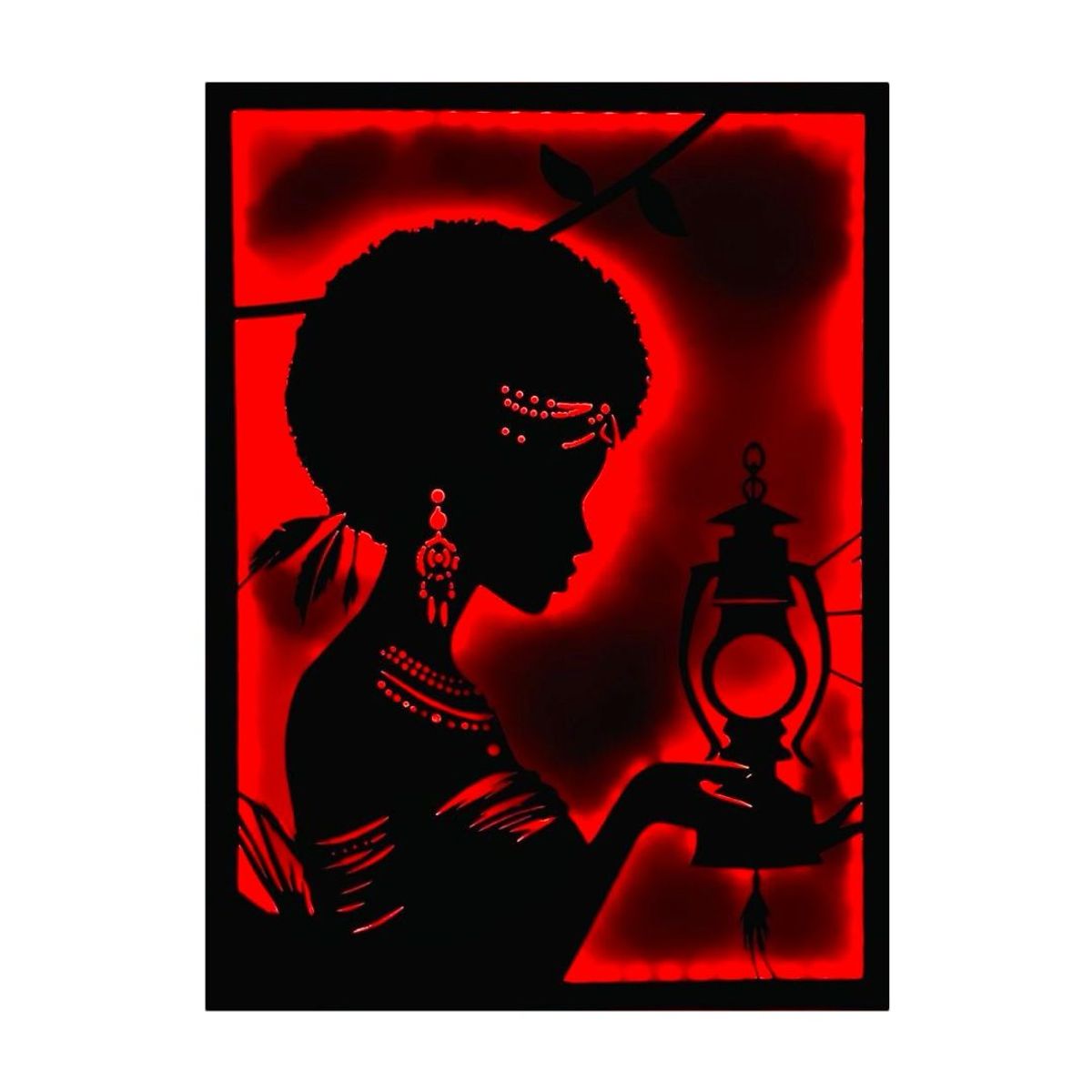 GENERICO - Cuadro Retroiluminado modelo Mujer con farol