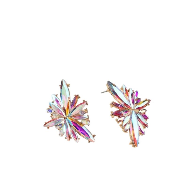 VANE COLLECTION - Aros mujer fino pegado cristal tornasol facetados destello