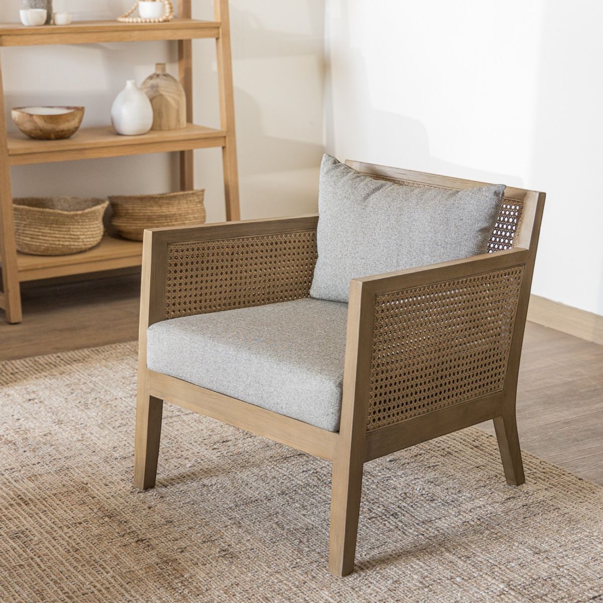 AMOBLE - Poltrona Rafia Gris R Amoblé