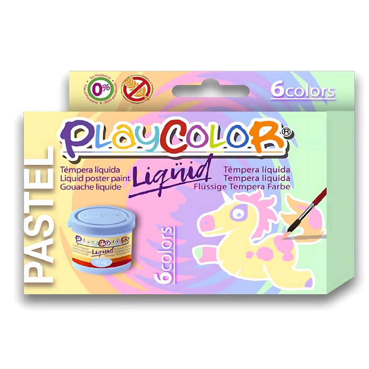 GENERICO - Caja 6 Temperas Líquidas Pastel 40ml Colores Intensos - SC