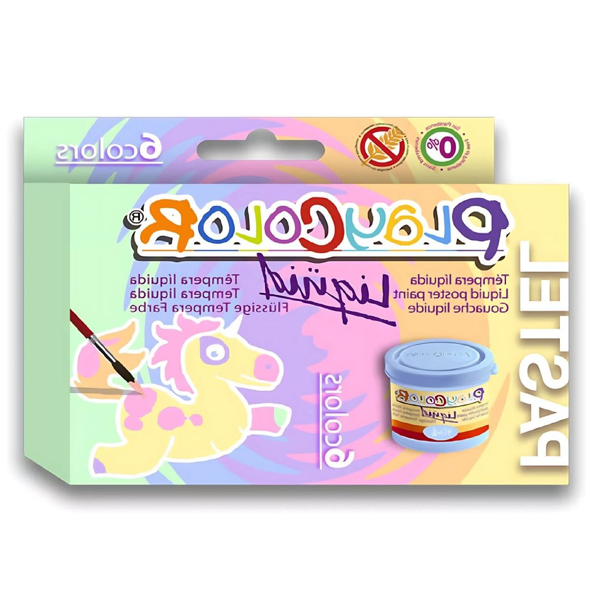 GENERICO - Caja 6 Temperas Líquidas Pastel 40ml Colores Intensos - SC