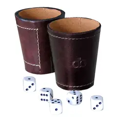 GENERICO - Vaso Cacho Cuero Incluye 5 Dados Dommo Burano Café - SC